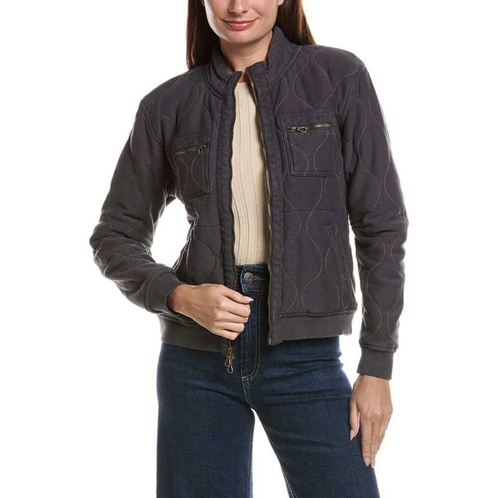 Xcvi Womens Osment Quilted Bomber Jacket, Red
